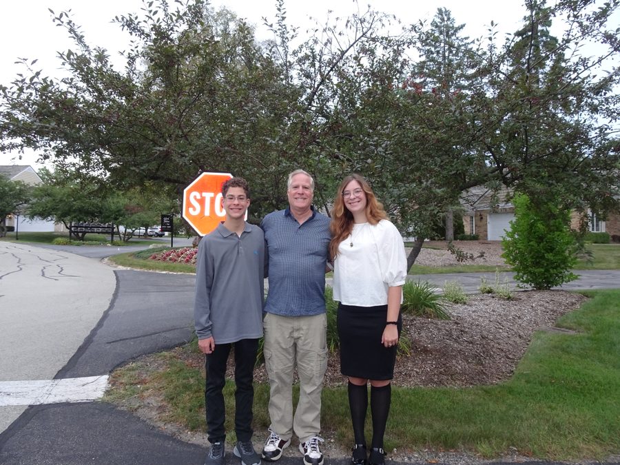 John with Daniel and Nicole on their first day of school