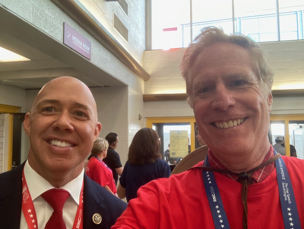 John Saletta with Congressman Brian Mast at RNC 2024 Media Row