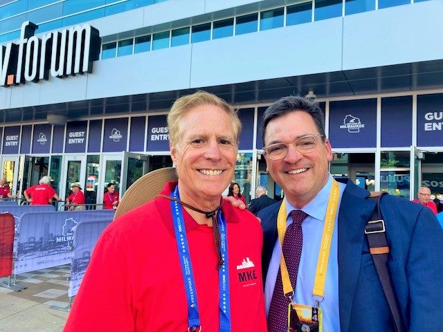 John Saletta outside Fiserv Forum at RNC 2024