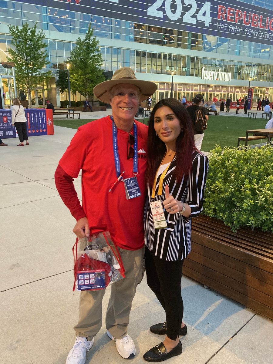John Saletta with Laura Loomer outside Fiserv Forum at RNC 2024