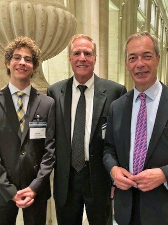 John Saletta with Nigel Farage at the Heartland Institute during CPAC 2025