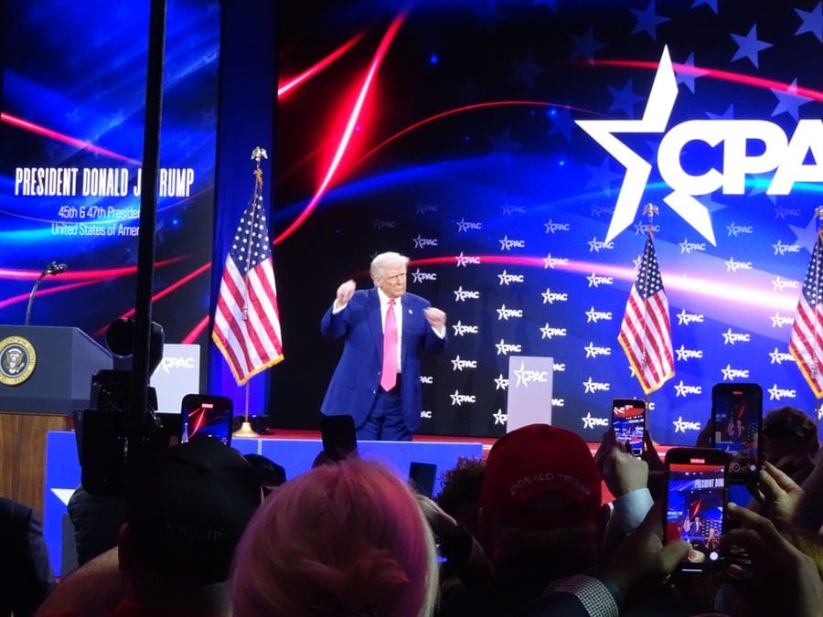 President Trump on stage at CPAC 2025