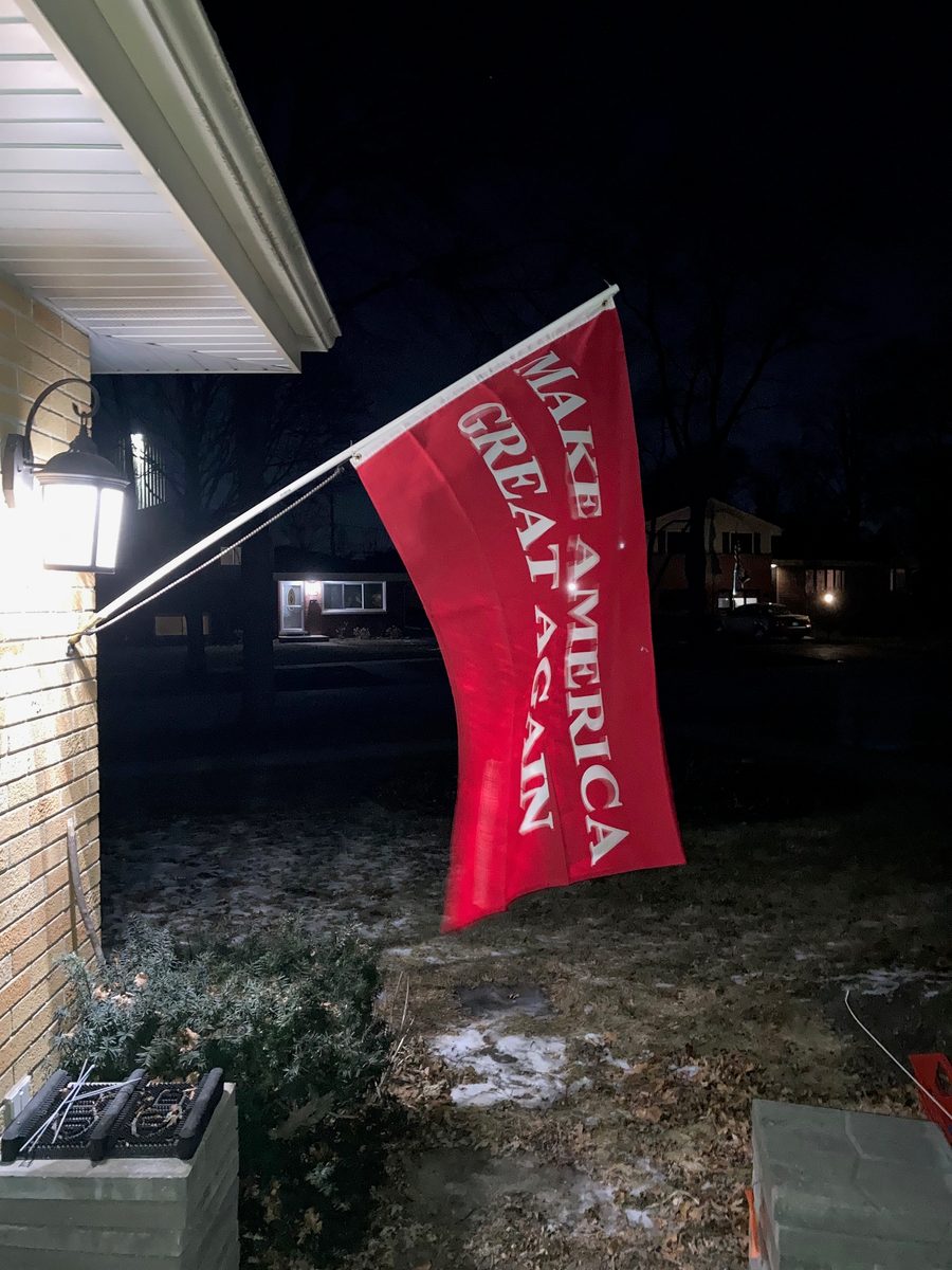 MAGA flag flying at the Saletta home in Wheeling Township